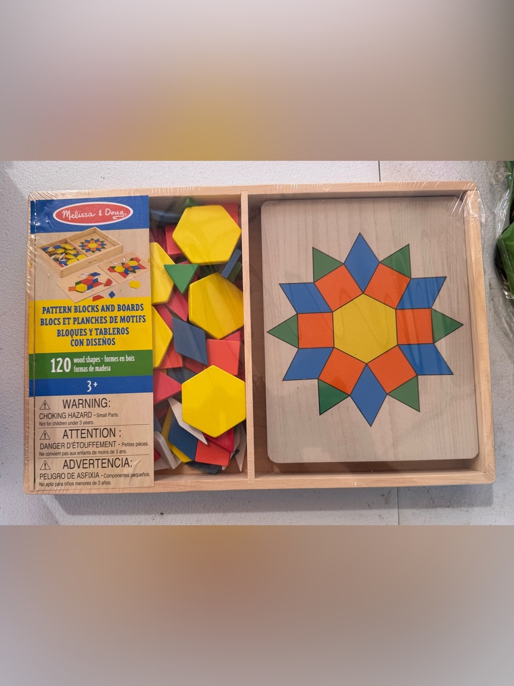 NEW! Wooden Pattern Blocks Puzzle Set - Multicolor